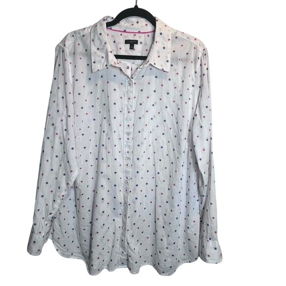 Talbots Tops - Talbots Multicolor Dots 100% Cotton Button Down Shirt Size‎ 2X (L463)